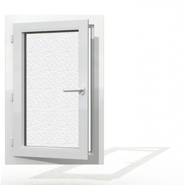 Fenêtre PVC 1 vantail H 60 x L 50 cm OF avec poignée verre brouillé tirant gauche 1