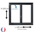 Fenêtre PVC 2 vantaux H 105 x L 100 cm OB anthracite avec poignée