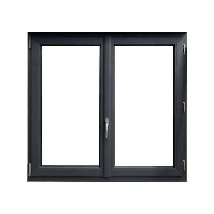 Fenêtre PVC 2 vantaux H 115 x L 120 cm OB anthracite avec poignée 1