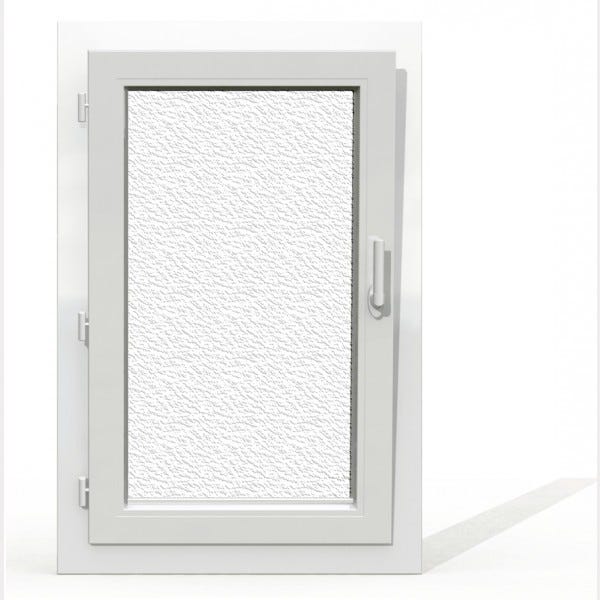 Fenêtre PVC 1 vantail H 95 x L 60 cm OB avec poignée verre brouillé tirant gauche 1
