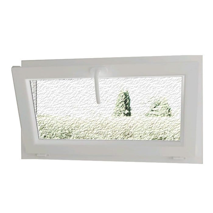 Fenêtre PVC abattant H 45 x L 40 cm verre brouillé avec poignée 1