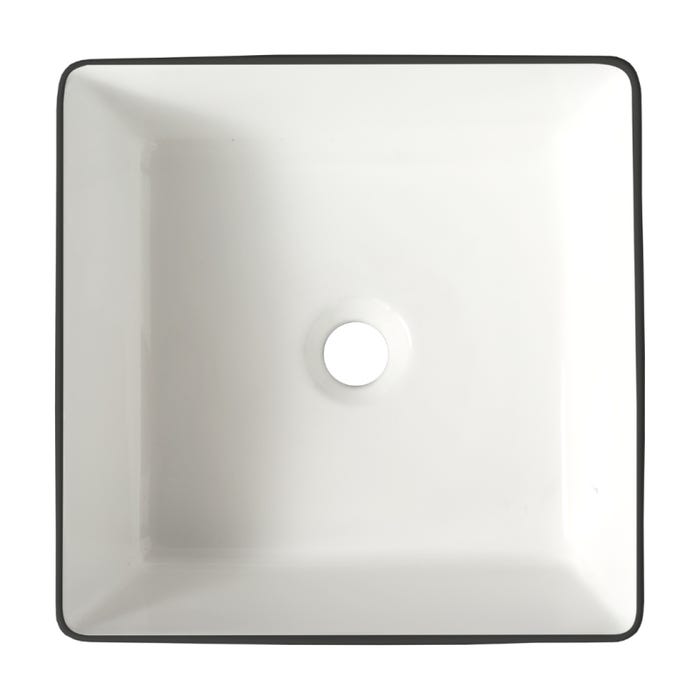 Vasque à poser carrée avec liseré noir - 38.5x38.5cm - CADIA 3