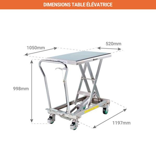 Table élévatrice manuelle inox - Charge max 500kg - 855007768 1