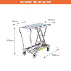 Table élévatrice manuelle inox - Charge max 150kg - 855007645 1