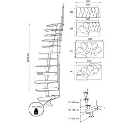 Escalier polyvalent gain de place "MONACO" - Métal blanc avec marches en hêtre - Largeur 64cm - Hauteur maximum 316cm 1