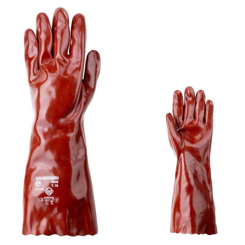 Gants PVC rouge enduit 40 cm Supérieur - Coverguard - Taille XL-10 2