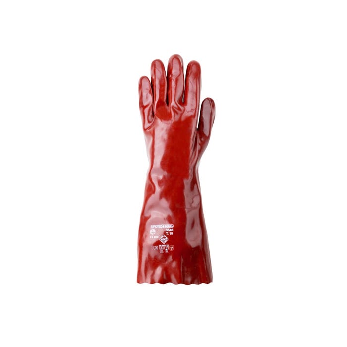Gants PVC rouge enduit 40 cm Supérieur - Coverguard - Taille XL-10 0