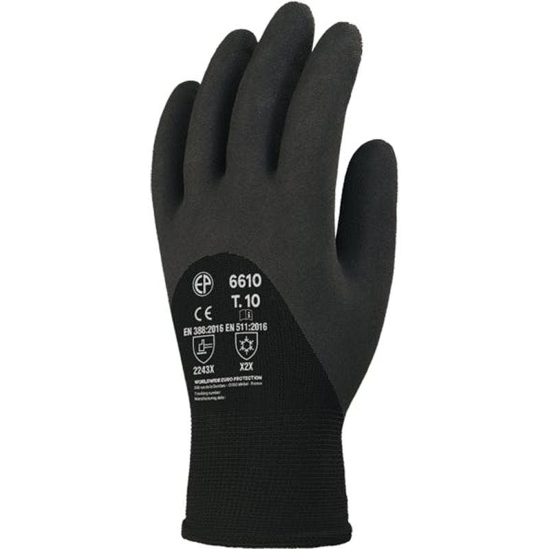 Lot de 10 paires de gants EUROWINTER enduit mousse latex noir dos aéré - COVERGUARD - Taille 2XL-11 2