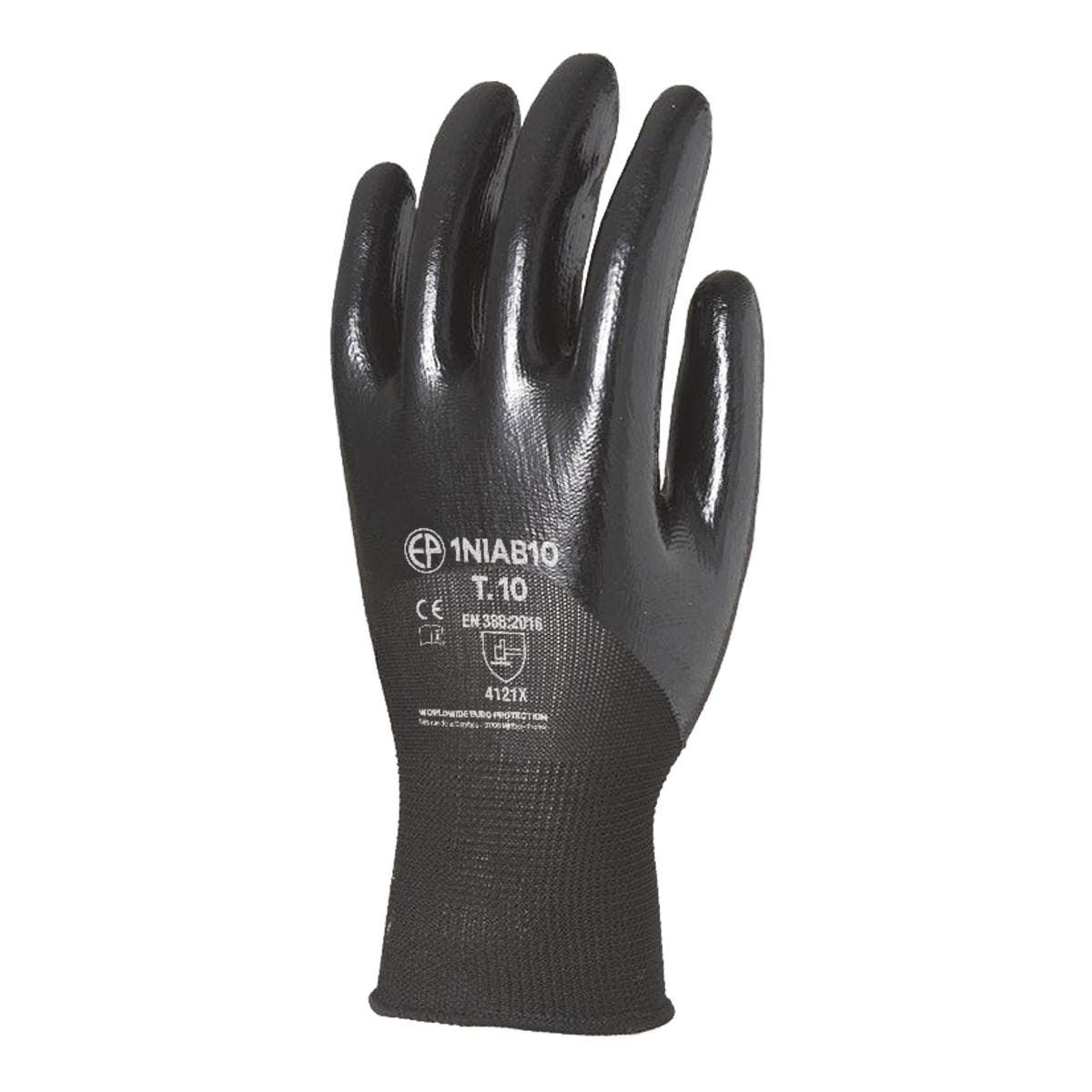 Gants polyester noir jauge 13 enduit 3/4 nitrile noir - Coverguard - Taille S-7 0