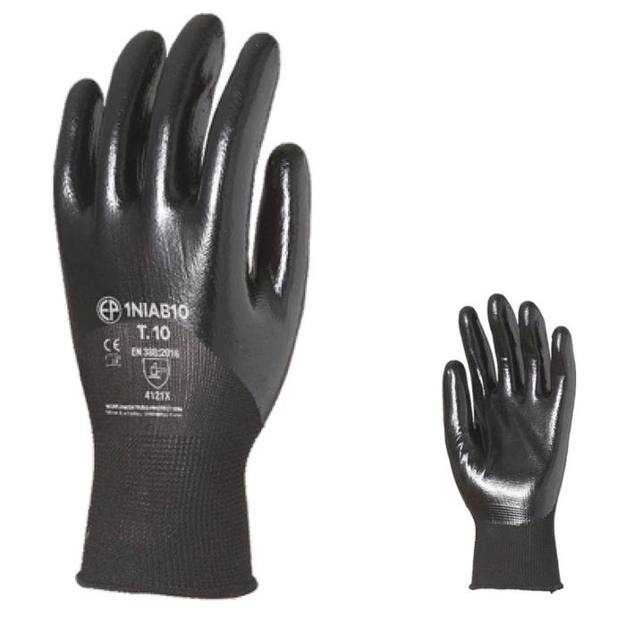 Gants polyester noir jauge 13 enduit 3/4 nitrile noir - Coverguard - Taille L-9 2
