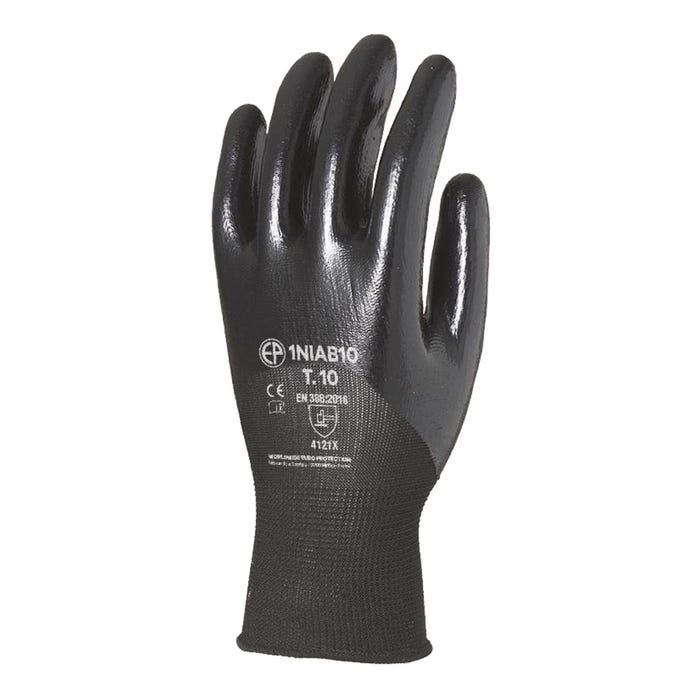 Gants polyester noir jauge 13 enduit 3/4 nitrile noir - Coverguard - Taille L-9 0
