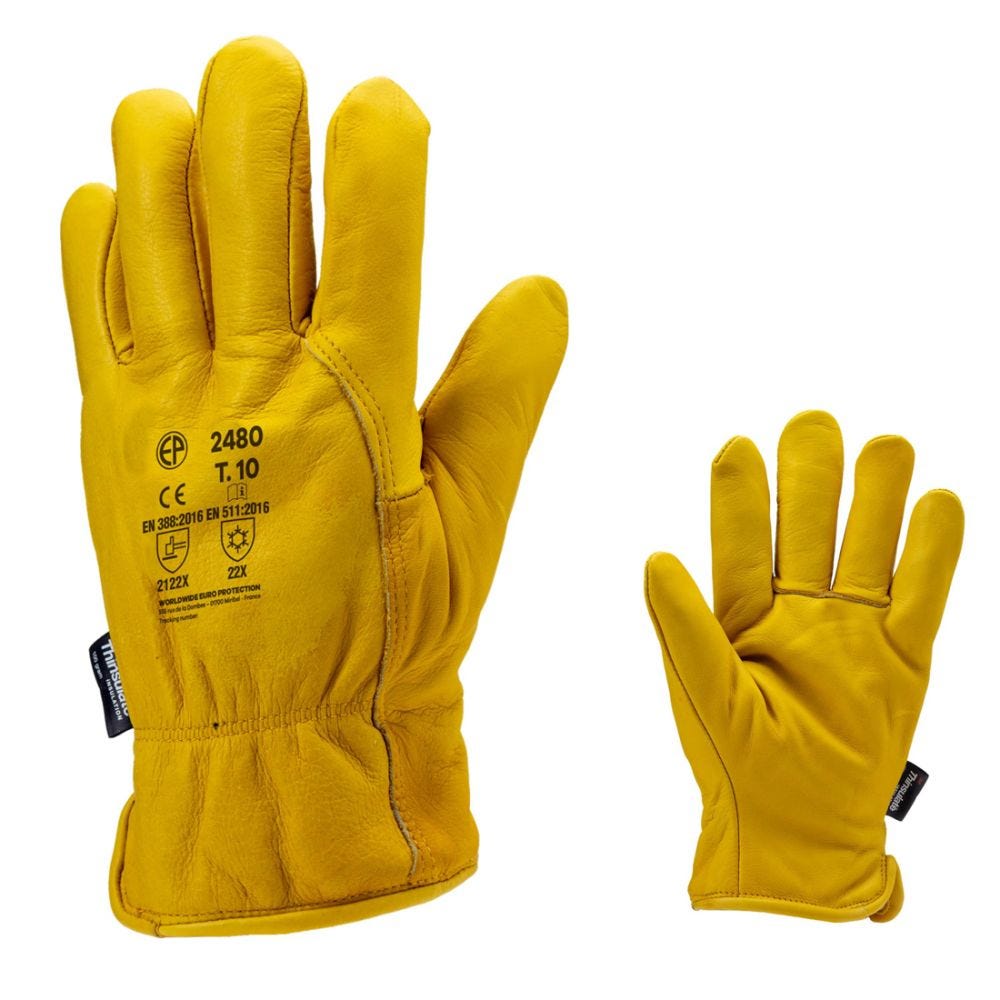 Lot de 10 paires de gants ALASKA fleur vachette doublé Thinsulate - Coverguard - Taille XL-10 3
