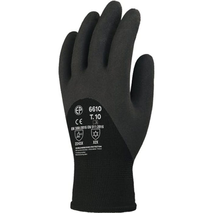 Lot de 10 paires de gants EUROWINTER enduit mousse latex noir dos aéré - COVERGUARD - Taille M-8 2