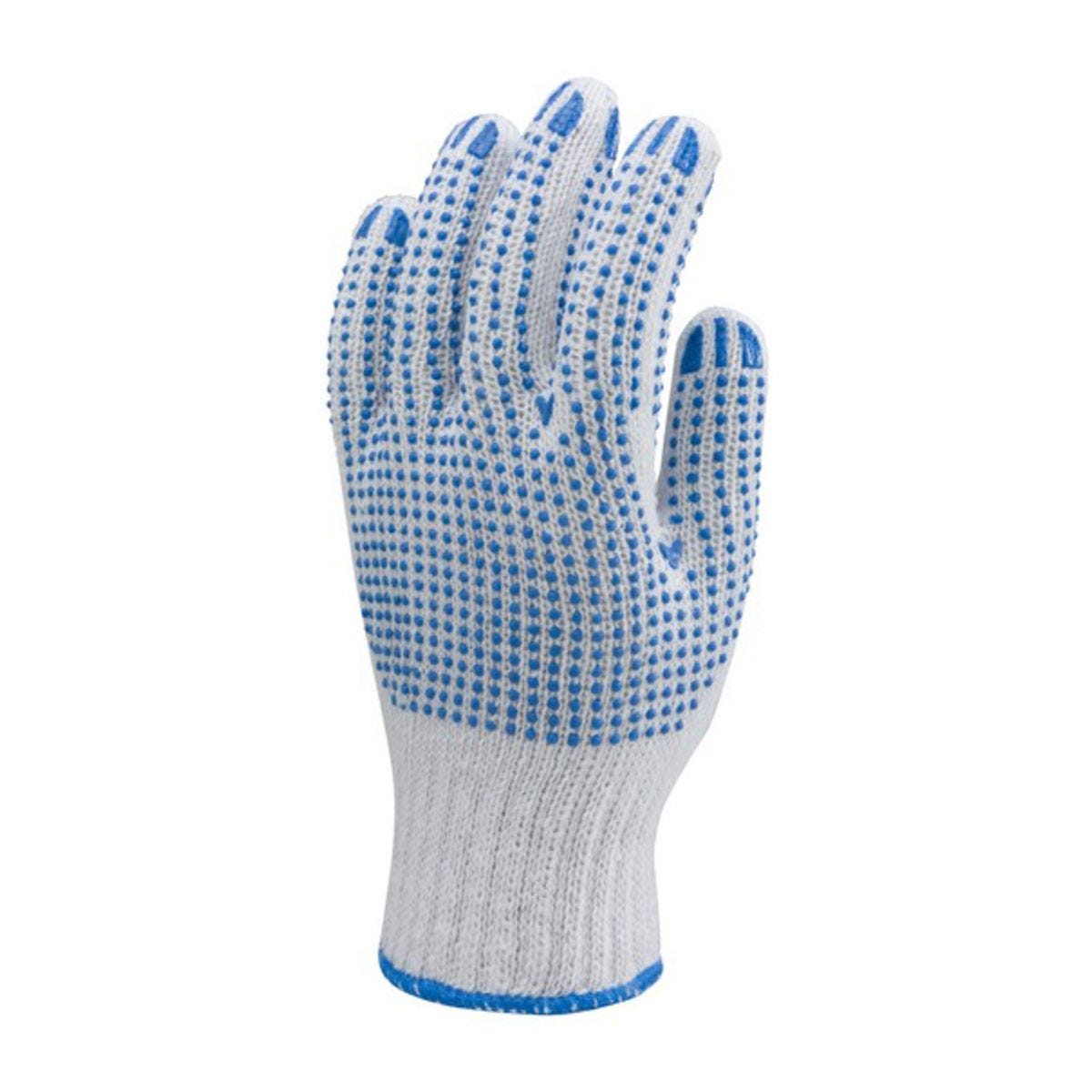 Lot de 12 paires de gants coton/polye tric, picots bleus 2 faces TH - COVERGUARD 1