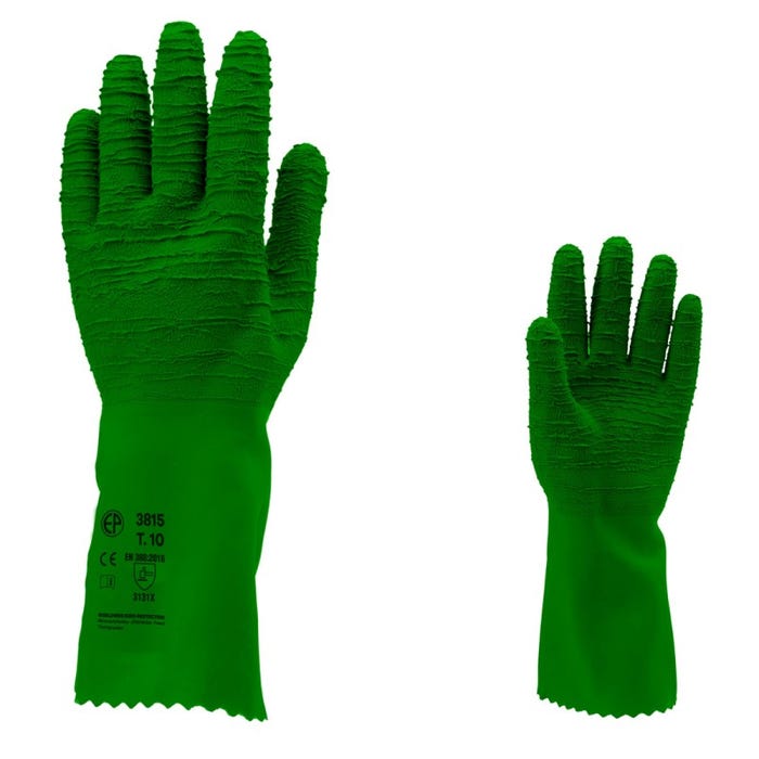Gants latex crépé vert standard 32 cm - COVERGUARD - Taille XL-10 2