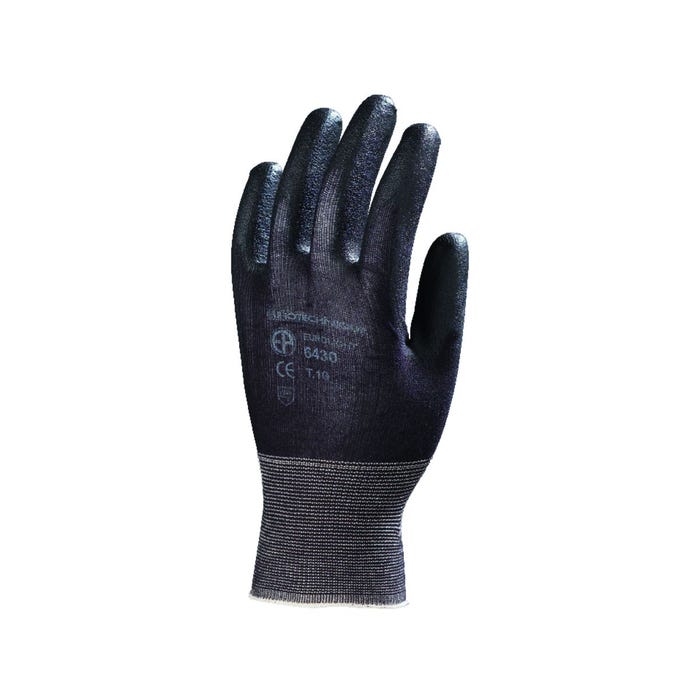 Gants EUROLIGHT nylon noir paume enduite PU noir - COVERGUARD - Taille M-8 0
