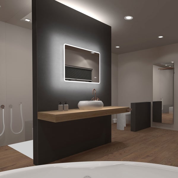 Miroir salle de bain LED rectangulaire auto-éclairant 80x70cm - Ulysse LED 80 0