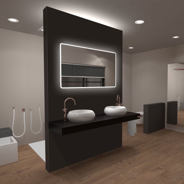 Miroir salle de bain LED rectangulaire auto-éclairant 120x70cm - Ulysse LED 120 0