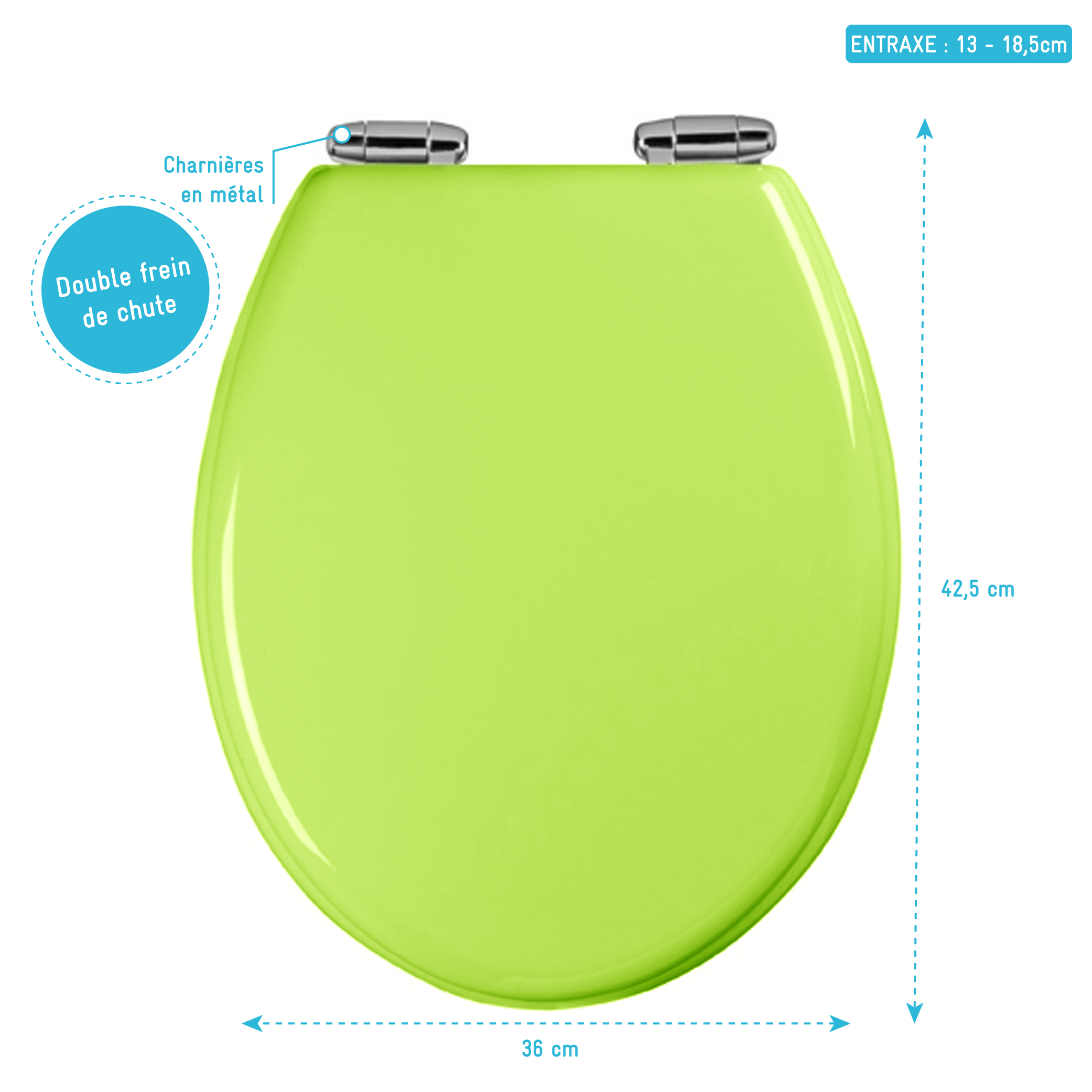 Abattant WC - MDF et Double frein de chute - SOFT GREEN