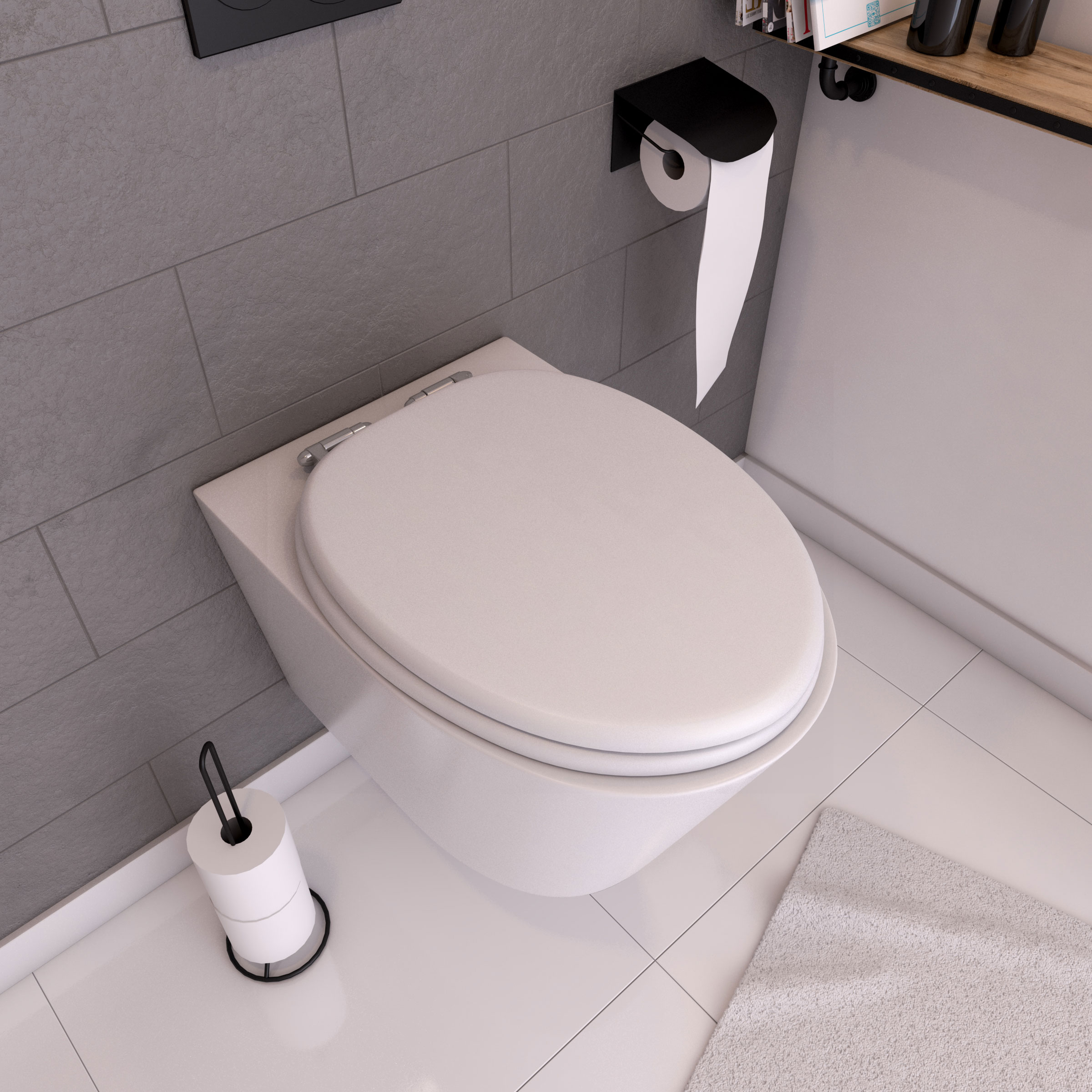 Abattant WC - MDF et Double frein de chute - SOFT WHITE