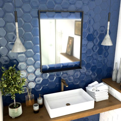 Miroir salle de bain LED auto-éclairant 60x80cm - laqué noir mat - FRAMED MIRROR LED 0