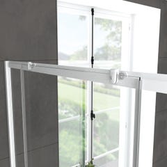 Pack porte de douche Coulissante blanc 120x185cm + retour 80 verre transparent 5mm - WHITY slide 120 1