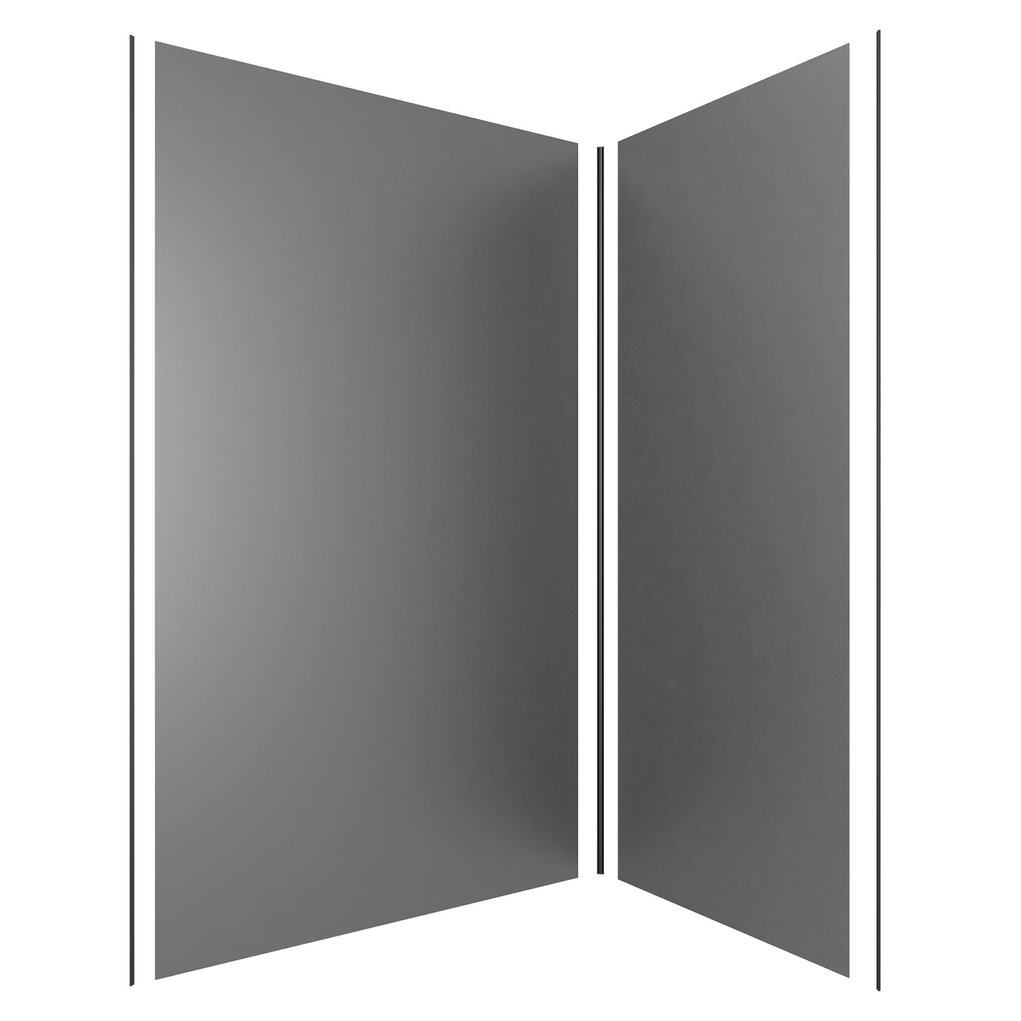 LOT de 2 Panneaux Muraux Aluminium GRIS 90+120x210 cm avec Profilés NOIR MAT - WALL'IT 2