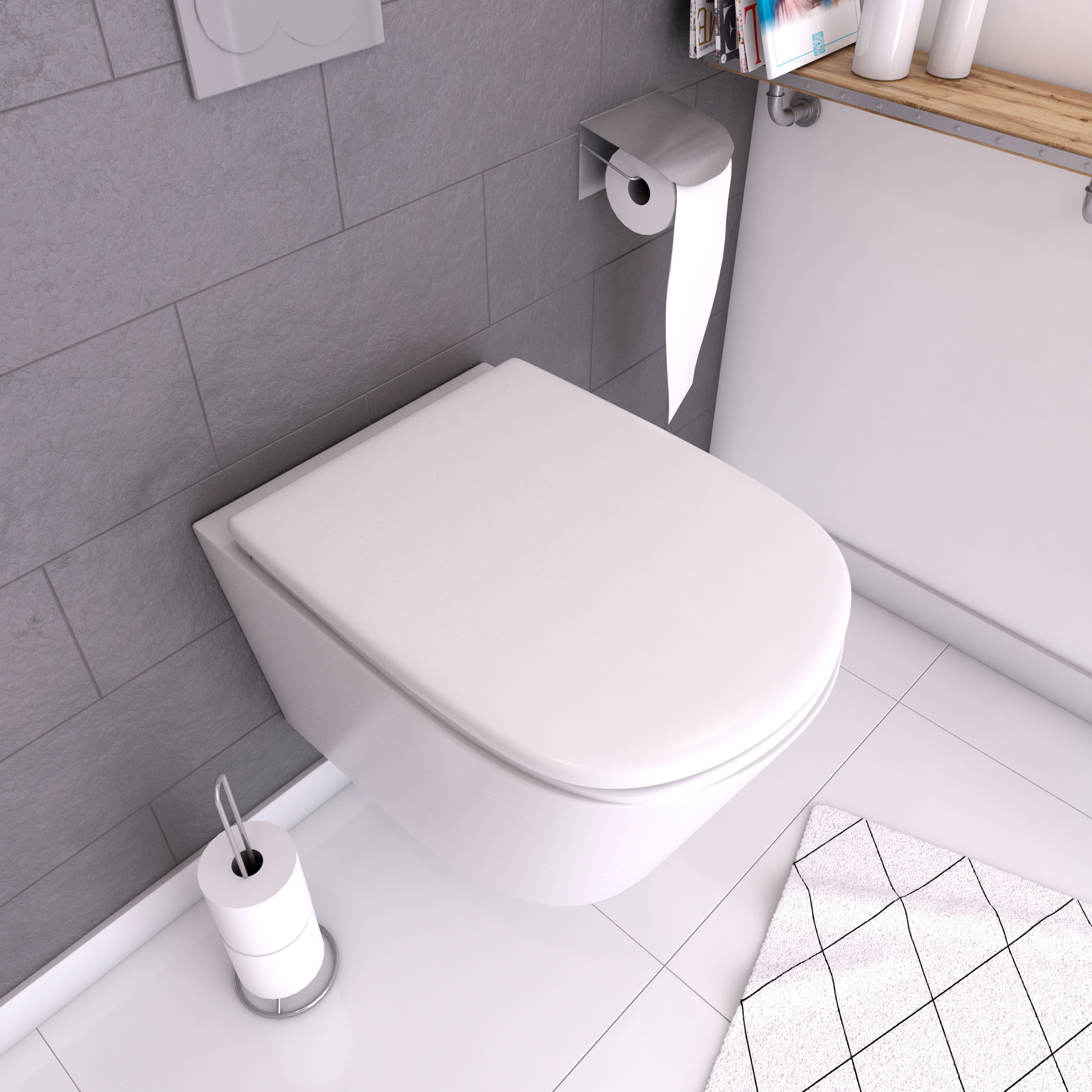 Abattant pour WC blanc - Thermodur et charnières en métal frein de chute - SWEETNESS
