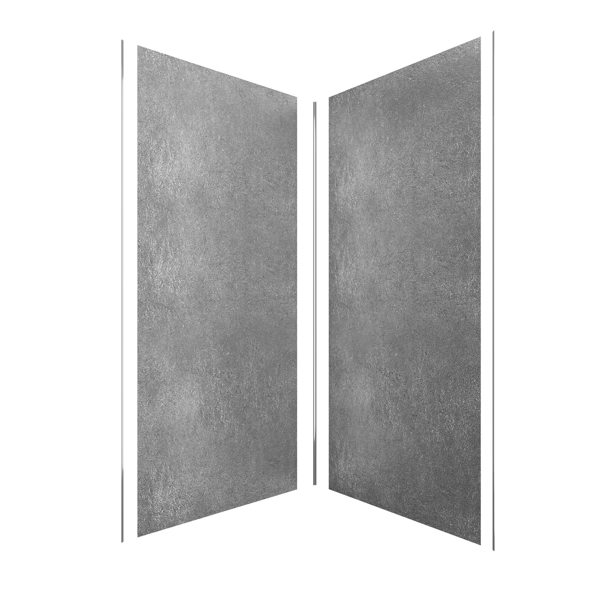 Pack de 2 Panneaux Muraux Pierre Silver Grey 90+90x210 cm avec Profilés ANODISE BRILLANT - STONE'IT 2