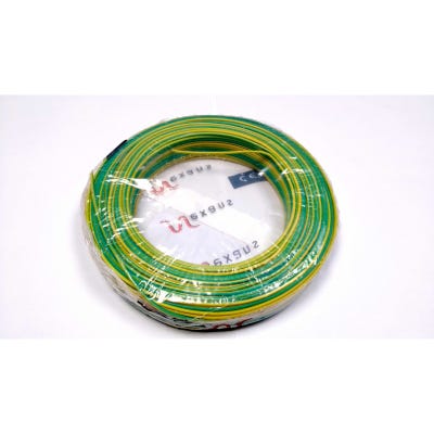 Nexans 01225010 Bobine de fil Electrique 1,5mm Vert Jaune Long 100m [PASSEO H07V U 1G1.5 VJ] 1