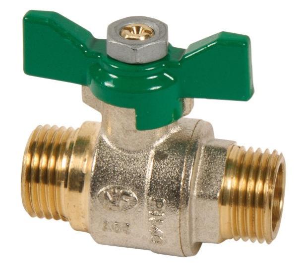 Vanne À Sphère Laiton 568 - Mâle / Mâle - Manette - Certifié Nf - Filetage 20 / 27 - Pn 40