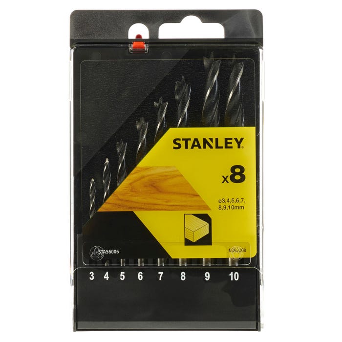 Stanley Cassette de 8 mèches à bois 3 pointes 3-10mm STA56006-QZ 0