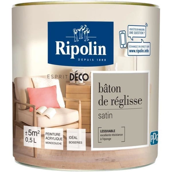 Ripolin Peinture Murale Toutes Pieces - Baton De Reglisse Satin, 0,5l 0