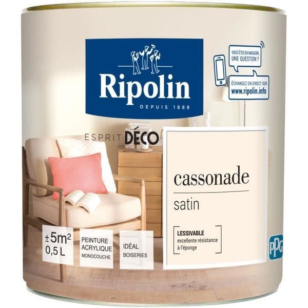 Ripolin Peinture Murale Toutes Pieces - Cassonade Satin, 0,5l 0