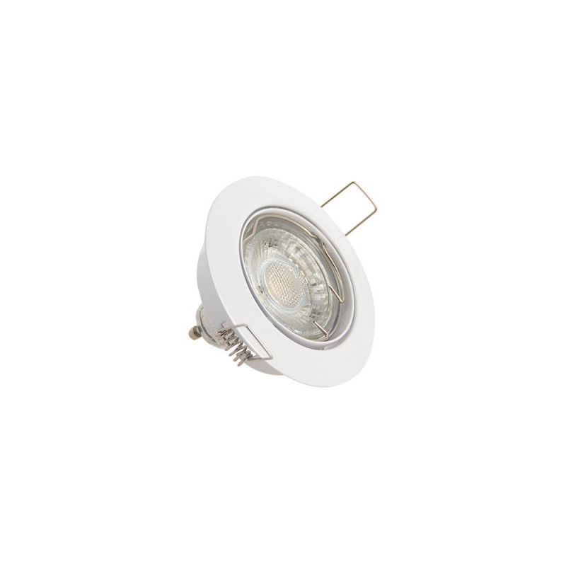 Xanlite - Lot de 5 Spots Encastrés Metal Blanc - Orientable* - Ampoule LED GU10 incluses - cons. 5W (eq. 50W) - 345 lumens - Blanc chaud - PACK5SP50AB
