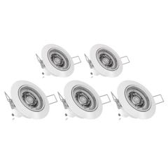 Xanlite - Lot de 5 Spots Encastrés Metal Blanc - Orientable* - Ampoule LED GU10 incluses - cons. 5W (eq. 50W) - 345 lumens - Blanc chaud - PACK5SP50AB 4