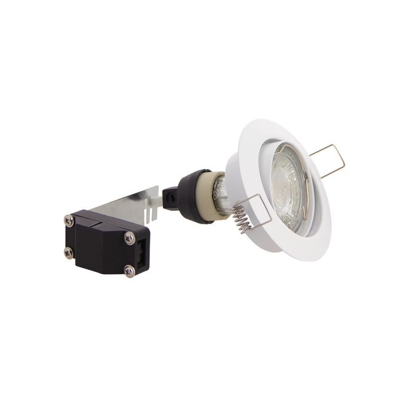 Xanlite - Lot de 5 Spots Encastrés Metal Blanc - ORIENTABLE - Ampoule LED GU10 incluses - cons. 4W (eq. 50W) - 345 lumens - Blanc neutre - 3
