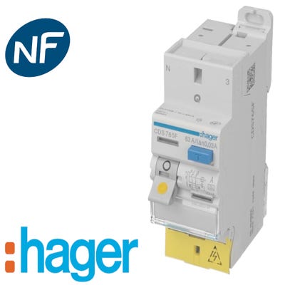 Interrupteur différentiel HAGER 63A 30mA Type A - CDA765F