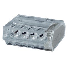 Boîte de 50 bornes de connexion automatiques transparentes 5 fils (1 - 2,5mm²) - WAGO - 273-245