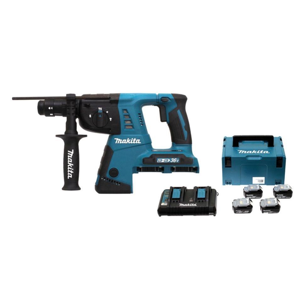 Perforateur SDS-Plus sans-fil 36 V + 4 batteries 5Ah + chargeur + coffret Makpac - MAKITA - DHR264PT4J