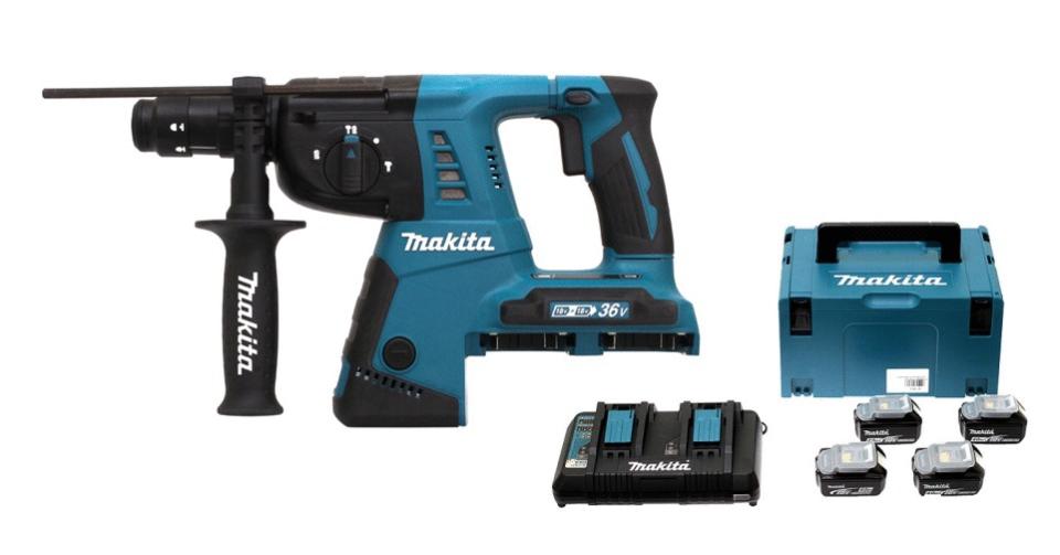 Perforateur SDS-Plus sans-fil 36 V + 4 batteries 5Ah + chargeur + coffret Makpac - MAKITA - DHR264PT4J