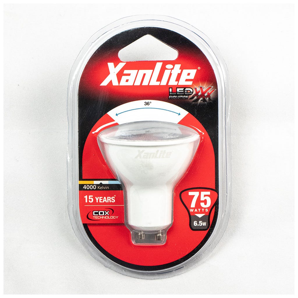 Xanlite - Ampoule Led Spot, Culot Gu10, 6,5w Cons. (75w Eq.), Lumière Blanc Neutre - Mg75scw 3