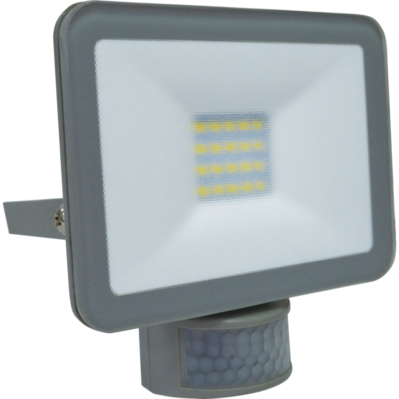 Projecteur Led Extra-plat Slimer Arlux - Ip44 - 30w - 4000k - Gris - Avec Détecteur Ir