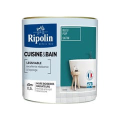 Peinture cuisine et salle de bain satin bleu pop 0,5L Ripolin