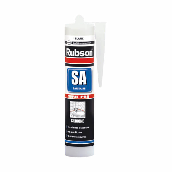 Mastic sanitaire silicone acétique surface émaillée SA blanc-300ml
