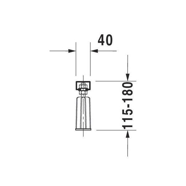 Pieds pour baignoires et receveurs D-Code Duravit - longueur latérale > 1000 mm - hauteur réglable de 115 - 180 mm 1