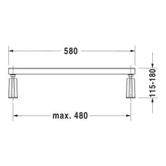 Pieds pour baignoires et receveurs D-Code Duravit - longueur latérale > 1000 mm - hauteur réglable de 115 - 180 mm 2