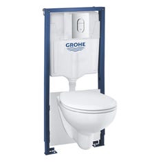 Grohe Pack WC Bâti-support Rapid SL + WC Bau Ceramic sans bride + Abattant softclose + Plaque chrome (39418000) 0
