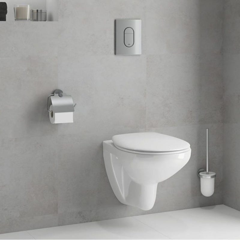 Grohe Pack WC Bâti-support Rapid SL + WC Bau Ceramic sans bride + Abattant softclose + Plaque chrome (39418000) 2