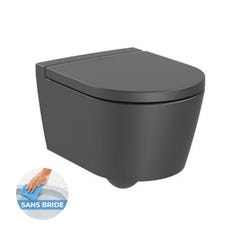 Pack WC Bati-support Geberit + WC Roca Inspira onyx sans bride fixations invisibles + Abattant softclose + Plaque noire (GebInsp 1